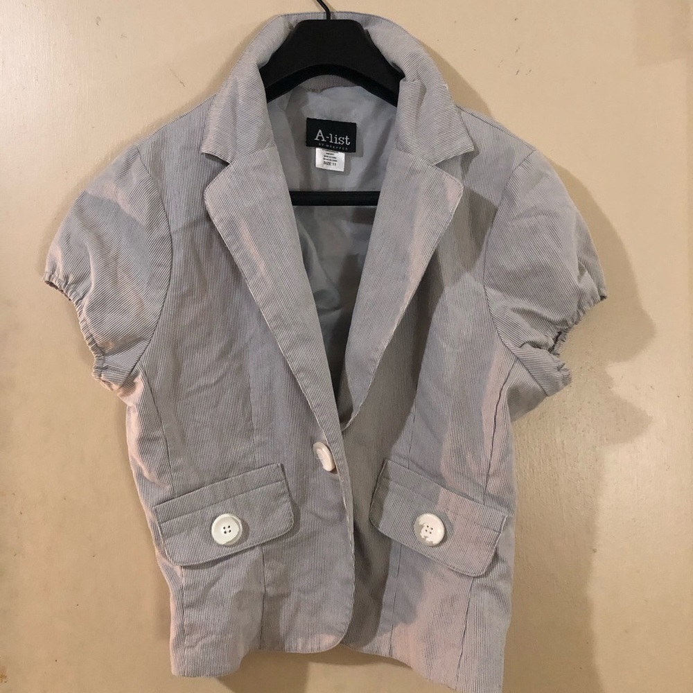 🌻Shortsleeved Pinstriped Jacket